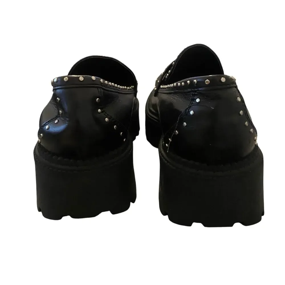 Women's DV Dolce Vita Size 7.5 Landun Lug Sole Platform Studded Chunky Loafers - Picture 2 of 9